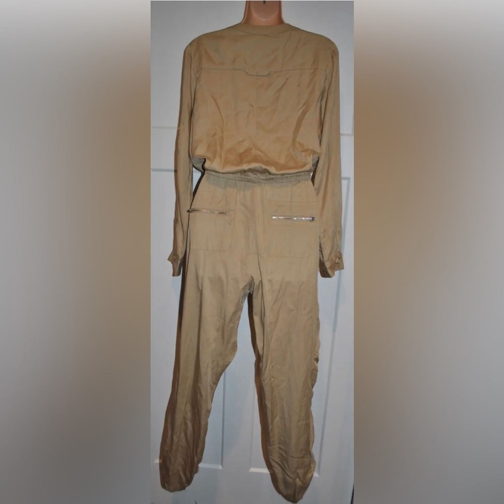 BEBE Safari Tan Jumpsuit Small